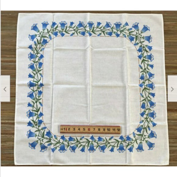 Bluebell Flower Tablecloth White Cotton 31" Square Vintage Springtime Cottage - Picture 3 of 7